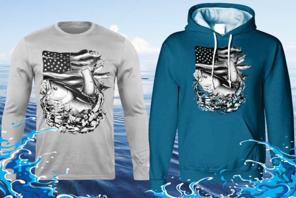 American Blue Fish Graphics for T-Shirt Designs