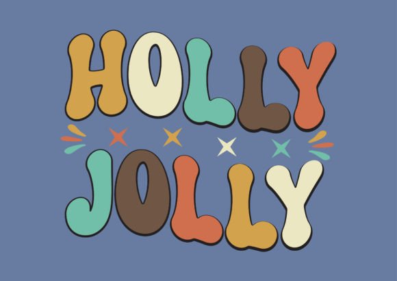 Holly Jolly Retro Wavy SVG Graphics for T-Shirt Designs