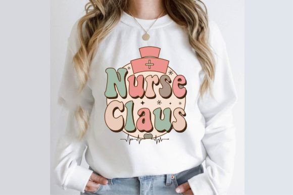 Nurse Claus Christmas Retro Design Graphics