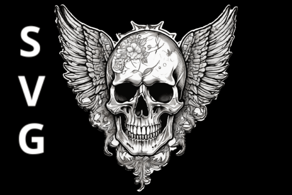 Skull with Wings SVG 1: Graphics for T-Shirt Designs
